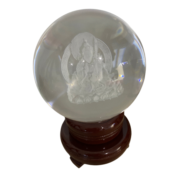 Guru Rinpoche 3D Round Crystal Statue - Image 5